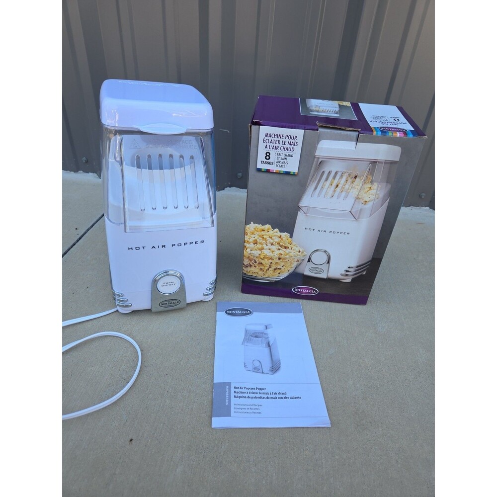 Retro 8 Cup Hot Air Popcorn Maker By Nostalgia White Boxed